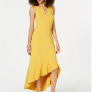 NWT Thalia Sodi Gold Flounce-Hem Maxi Dress
